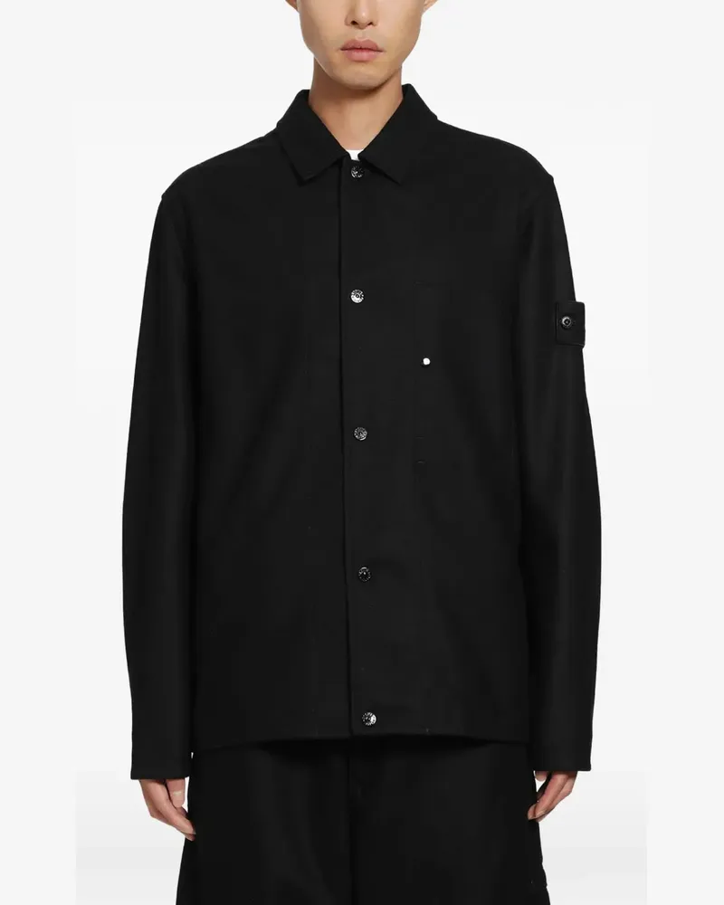 Stone Island Hemd mit Logo-Patch - Schwarz Schwarz
