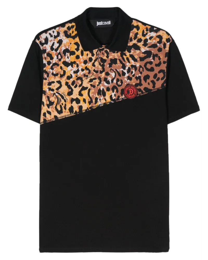 Just Cavalli Poloshirt mit Leoparden-Print Schwarz