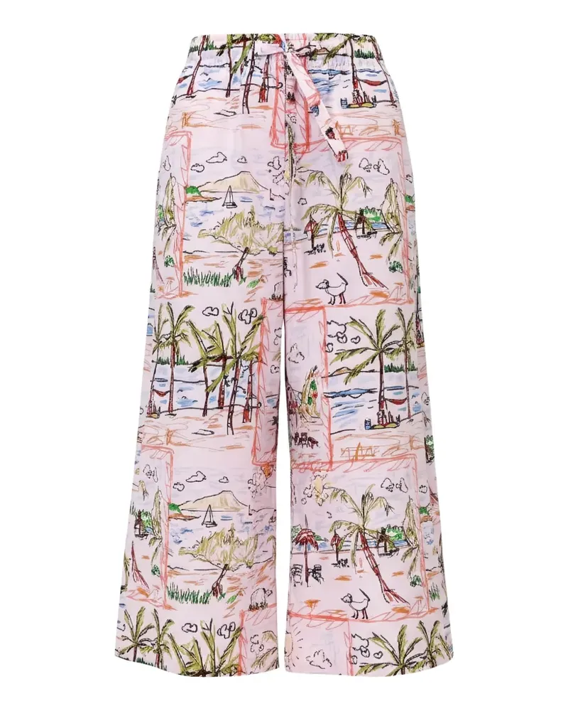 ODEEH graphic-print wide-leg trousers - Rosa Rosa