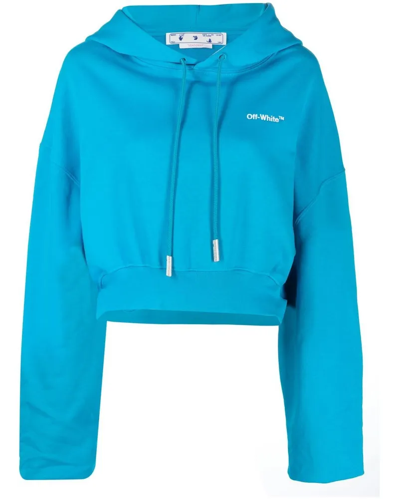 OFF-WHITE Cropped-Hoodie mit Logo - Blau Blau