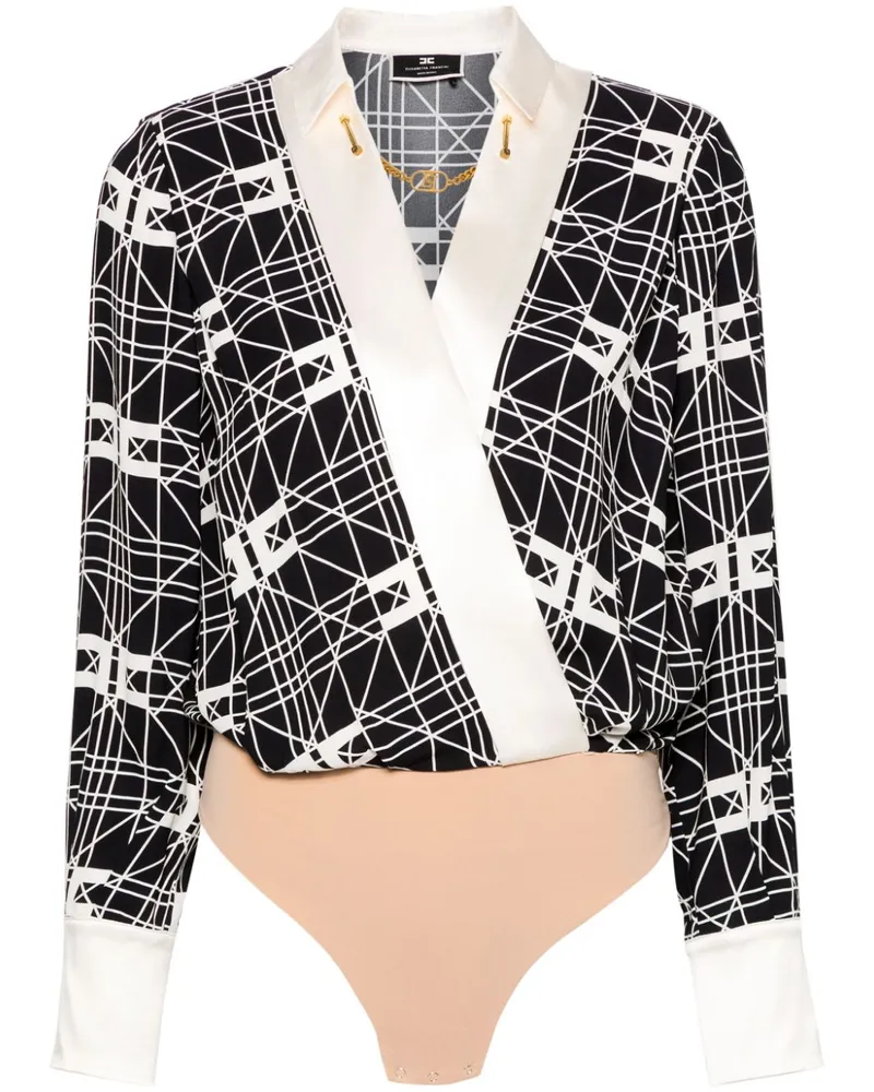Elisabetta Franchi Body mit geometrischem Print - Schwarz Schwarz