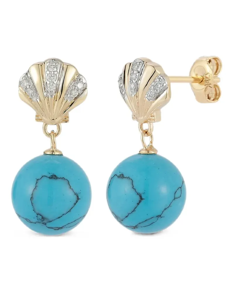 MATEO Venus turquoise and diamond drop earrings - Gold Gold