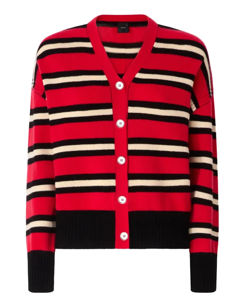 Pinko Gestreifter Cardigan mit V-Ausschnitt - Rot Rot