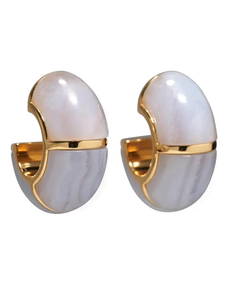 Lizzie Fortunato Zellige agate hoop earrings - Gold Gold