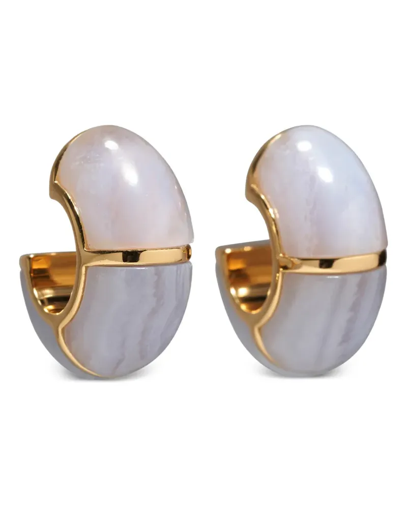 Lizzie Fortunato Zellige agate hoop earrings - Gold Gold