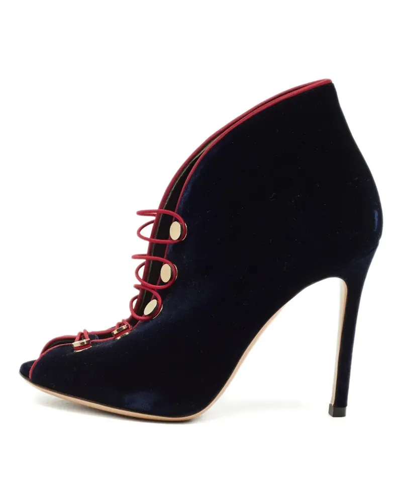 Gianvito Rossi velvet lace-up fastening boots - Blau Blau