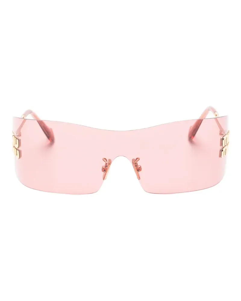 Miu Miu logo-plaque geometric-frame sunglasses - Rosa Rosa