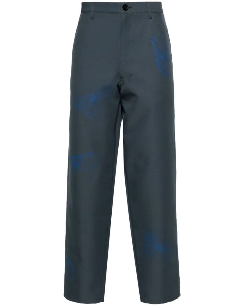 Comme des Garçons Weite Hose mit Graffiti-Print - Grün Grün