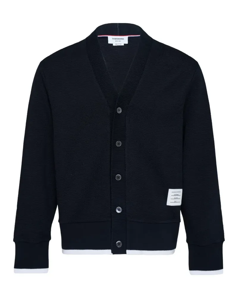 Thom Browne V-neck chunky-trim cardigan - Blau Blau