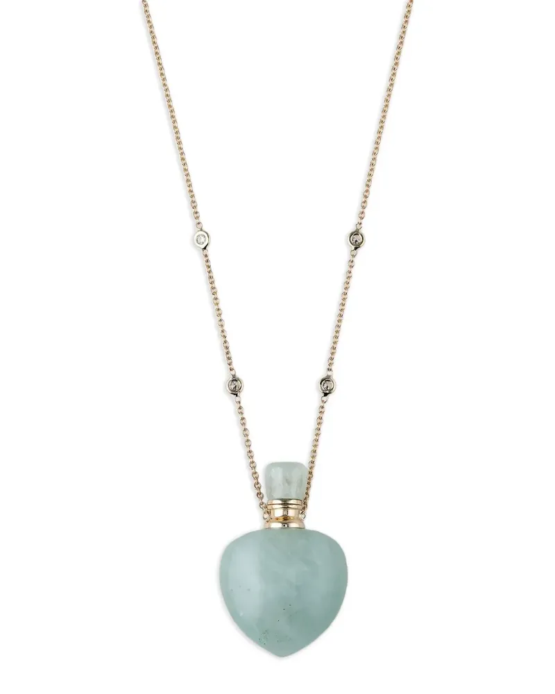 Jacquie Aiche 14kt Potion Bottle Gelbgoldhalskette mit Diamant und Aquamarin Gelb