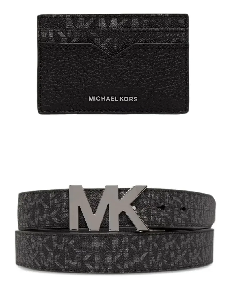 Michael Kors leather and Signature logo card case and belt gift set - Schwarz Schwarz