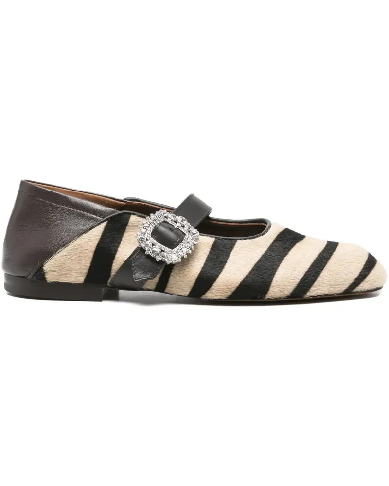 Wales Bonner striped buckle-fastening ballet flats - Braun Braun