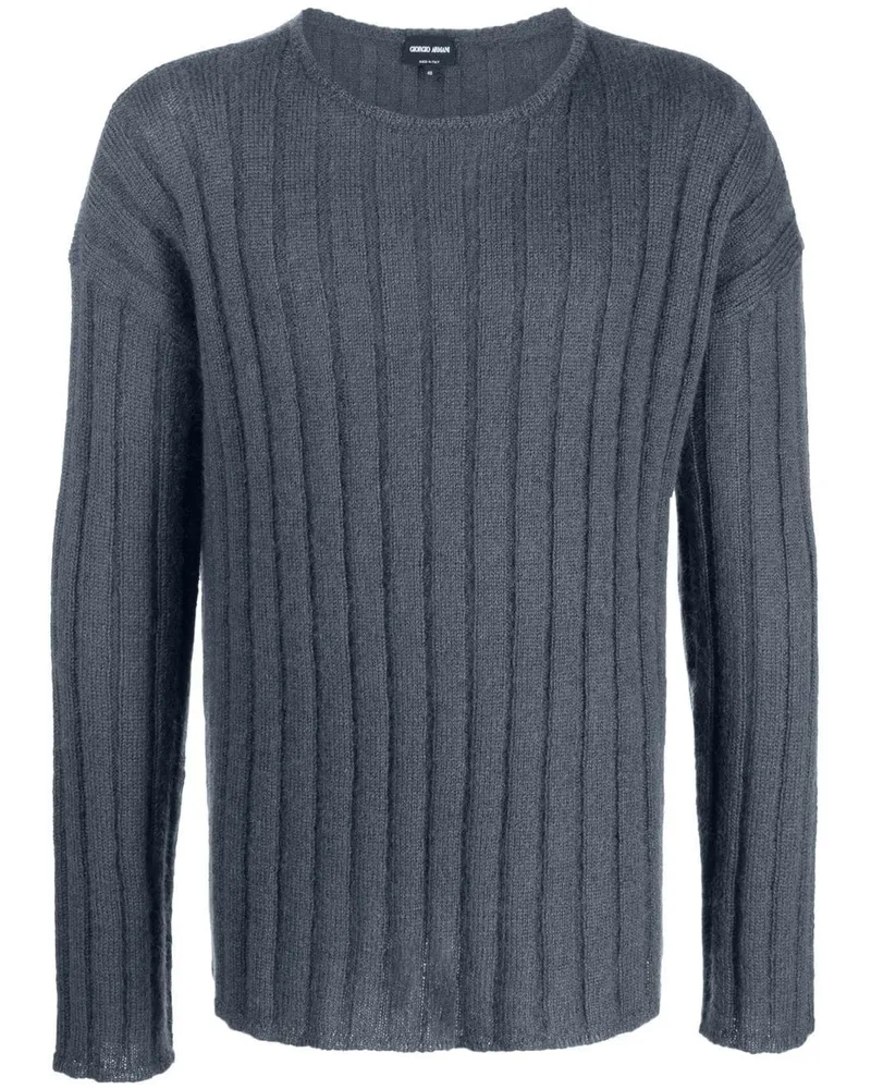 Giorgio Armani Gerippter Strickpullover - Blau Blau
