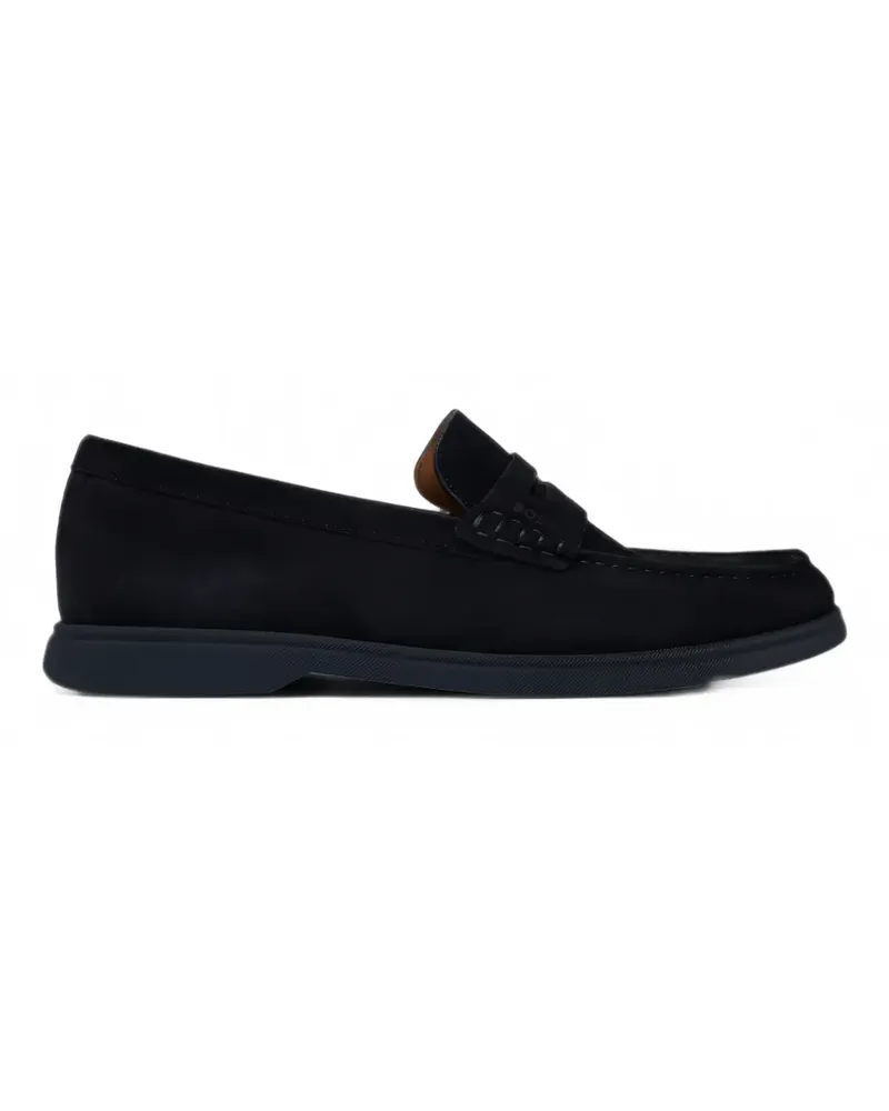 HUGO BOSS suede loafers with logo penny trim - Blau Blau