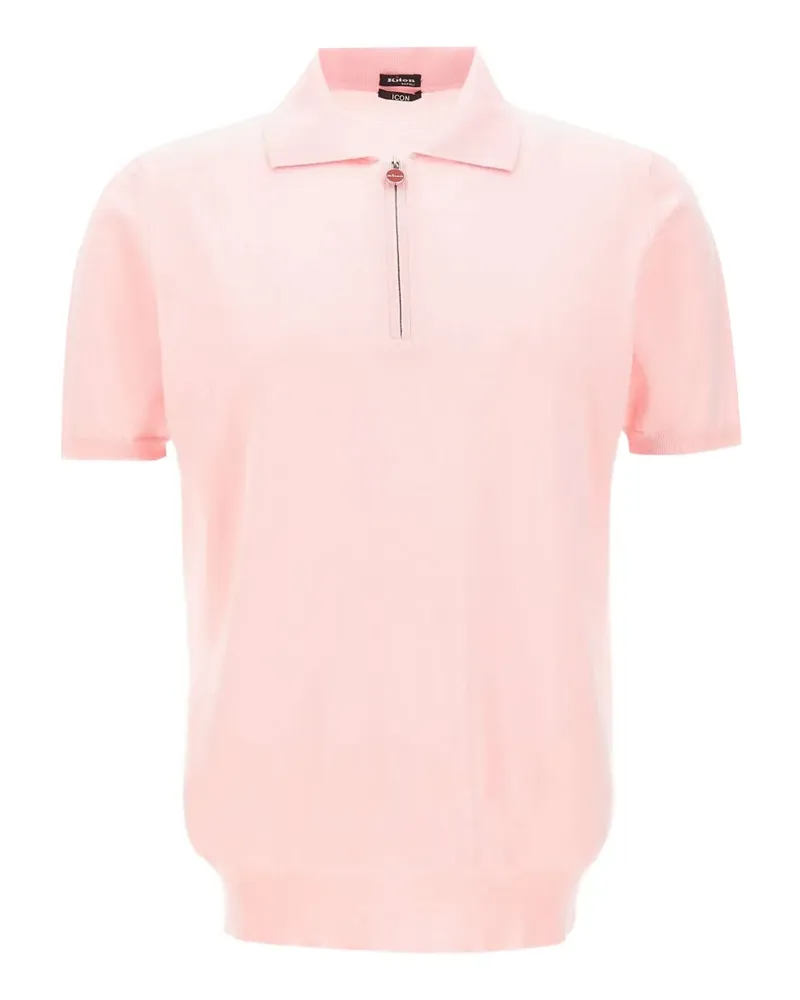 Kiton half-zip ribbed polo shirt - Rosa Rosa