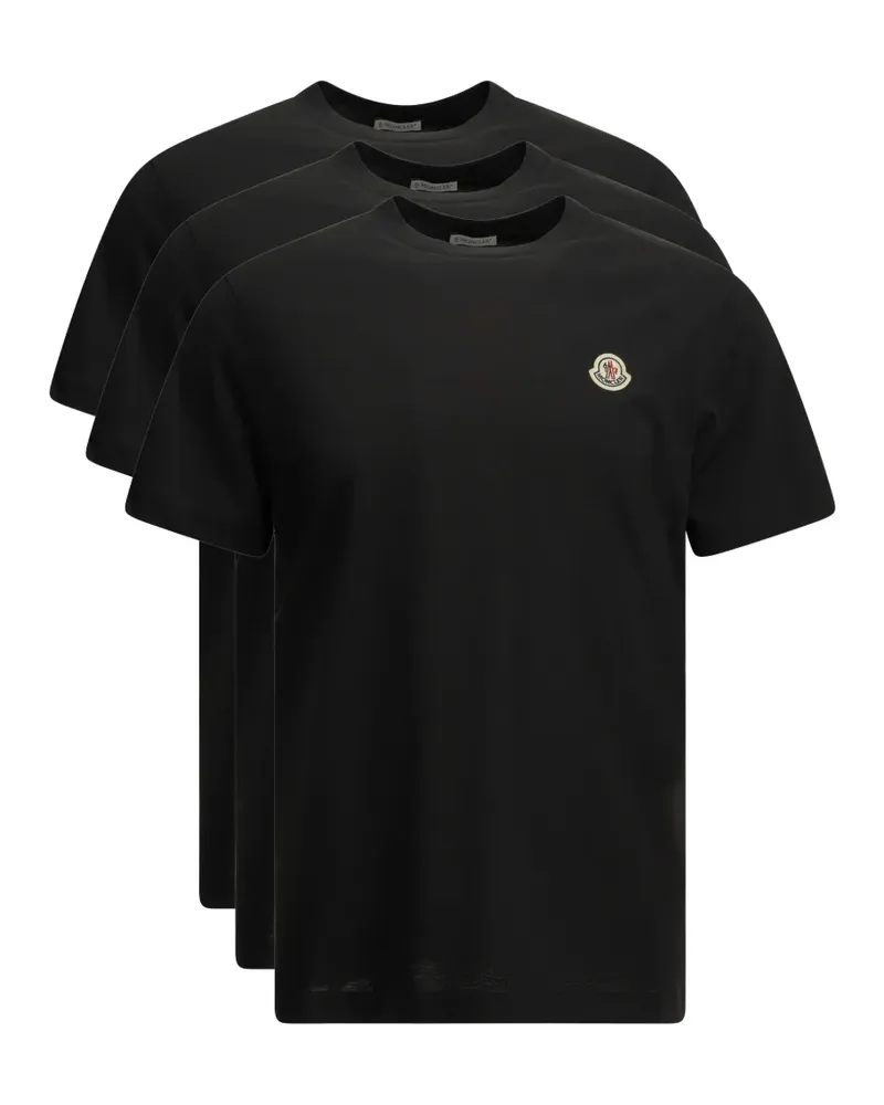 Moncler T-Shirt mit Logo-Patch (3er-Set) - Schwarz Schwarz