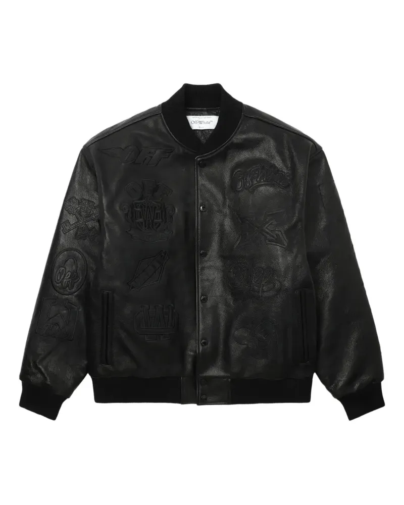 OFF-WHITE Lederjacke mit Logo-Prägung - Schwarz Schwarz