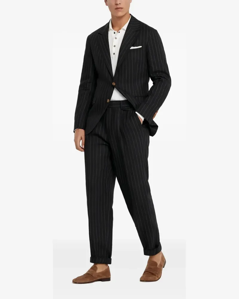 Brunello Cucinelli Leinenanzug mit Nadelstreifen - Blau Blau