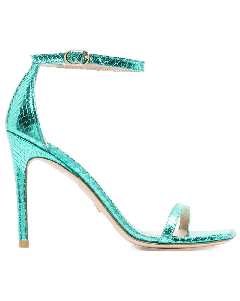 Stuart Weitzman Stiletto-Sandalen mit Schlangenleder-Wirkung 100mm - Blau Blau