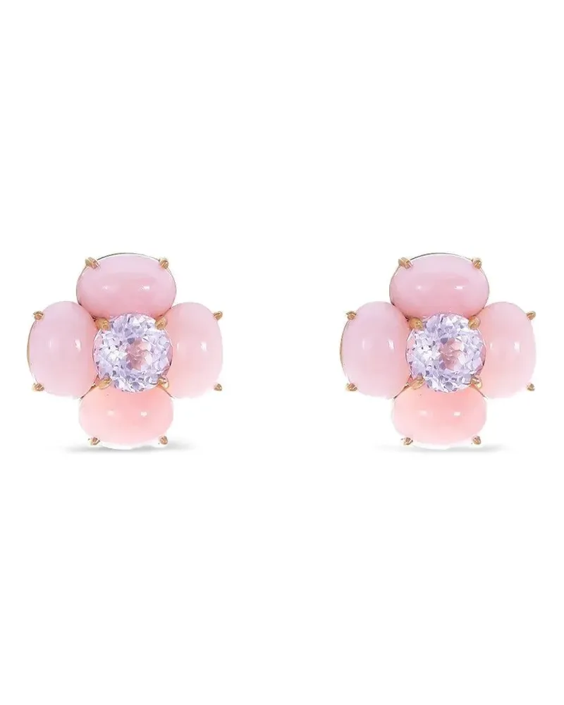 Irene Neuwirth 18kt Rotgoldohrringe mit Opal und Kunzit - Rosa Rosa