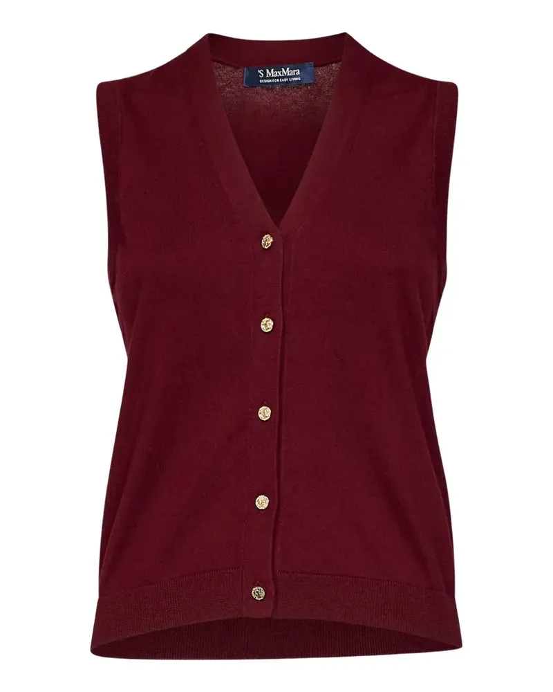 Max Mara Max Mara Pullover mit Schmuckknöpfen und V-Ausschnitt - Rot Rot