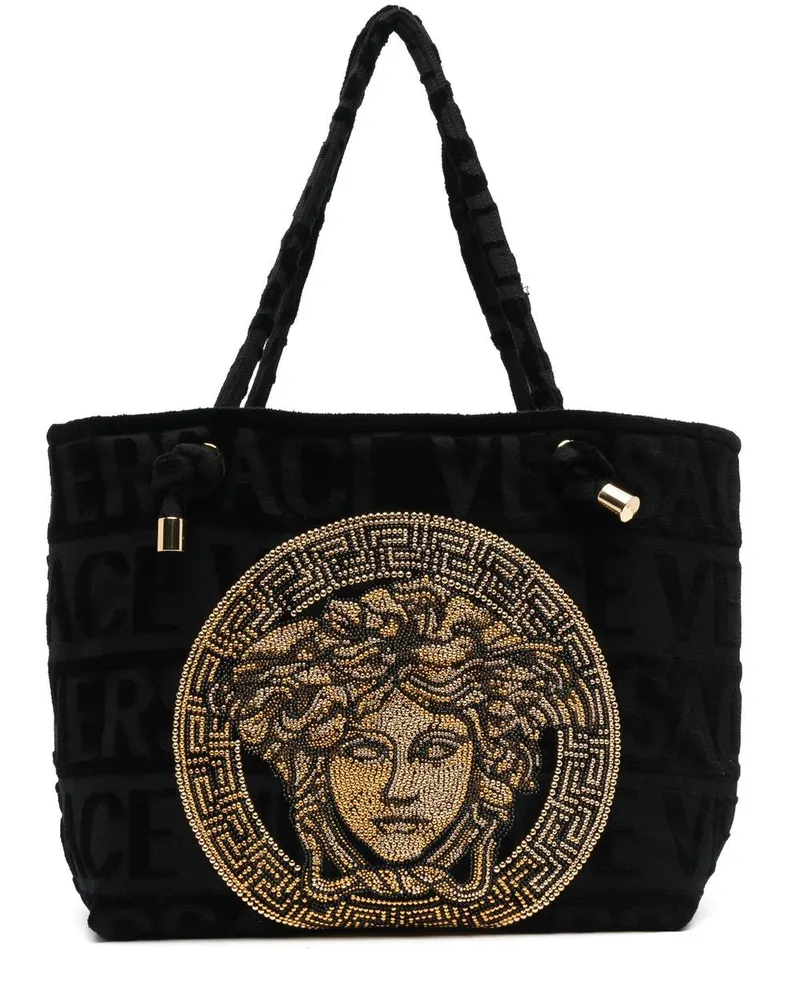 Versace Icon Towelling Tote Bag Schwarz