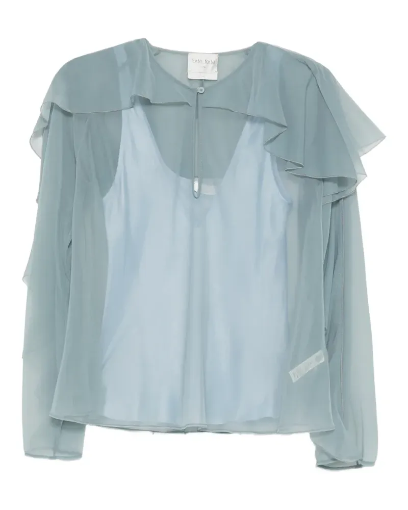 forte_forte layered blouse - Blau Blau