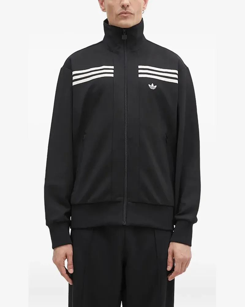 adidas three-stripe detail zip-up sweatshirt - Schwarz Schwarz