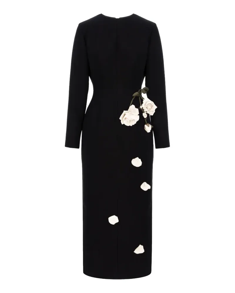 Cristina Savulescu The Promised Midikleid mit Blumen - Schwarz Schwarz