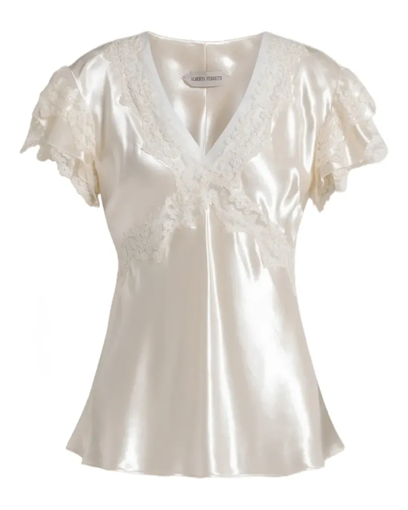 Alberta Ferretti Gerüschtes Spitzentop - Nude Nude