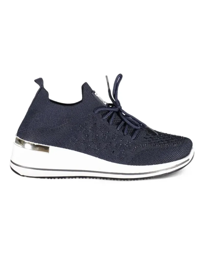 Laura Biagiotti rhinestone-embellished wedge sneakers - Blau Blau
