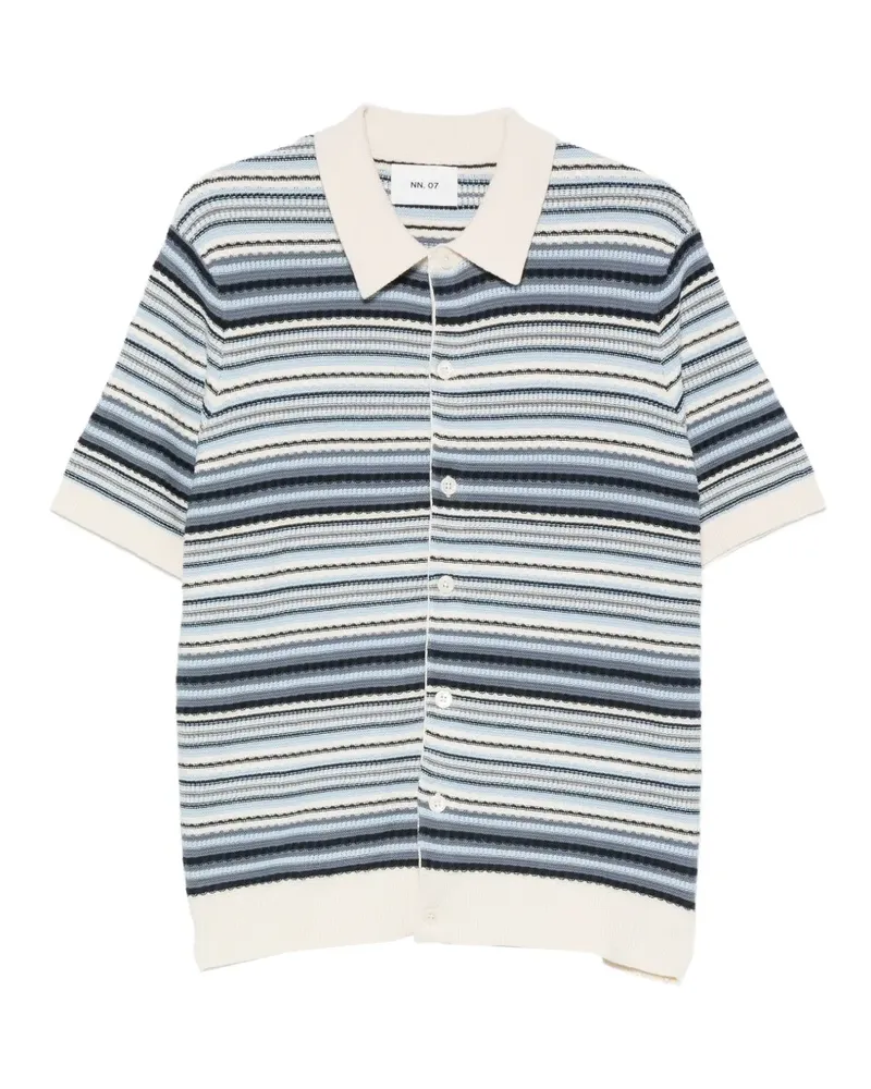 NN 07 Gestreiftes Nolan 60019 Strickhemd - Blau Blau