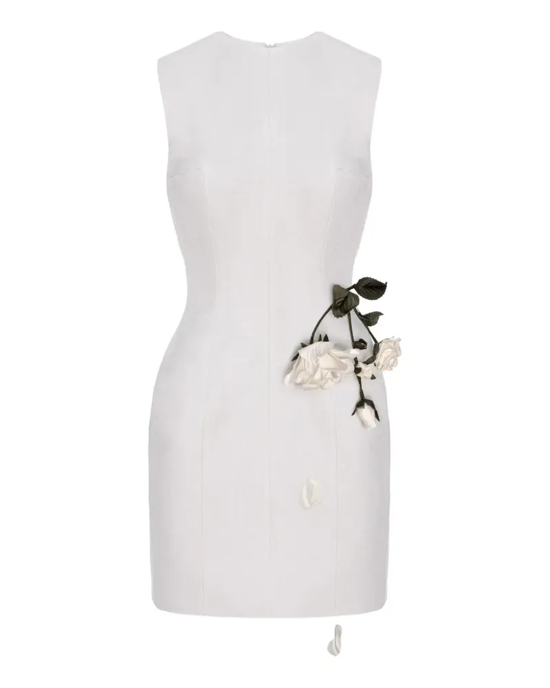 Cristina Savulescu rose-appliqué sleeveless mini dress - Weiß Weiß
