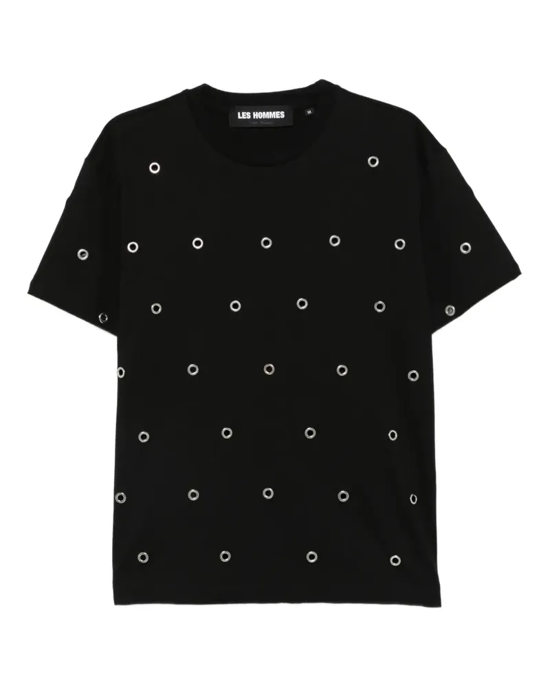 Les Hommes T-Shirt mit rundem Ausschnitt - Schwarz Schwarz