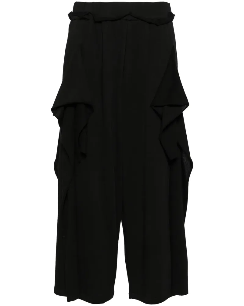 Yohji Yamamoto Cropped-Hose mit Rüschen - Schwarz Schwarz