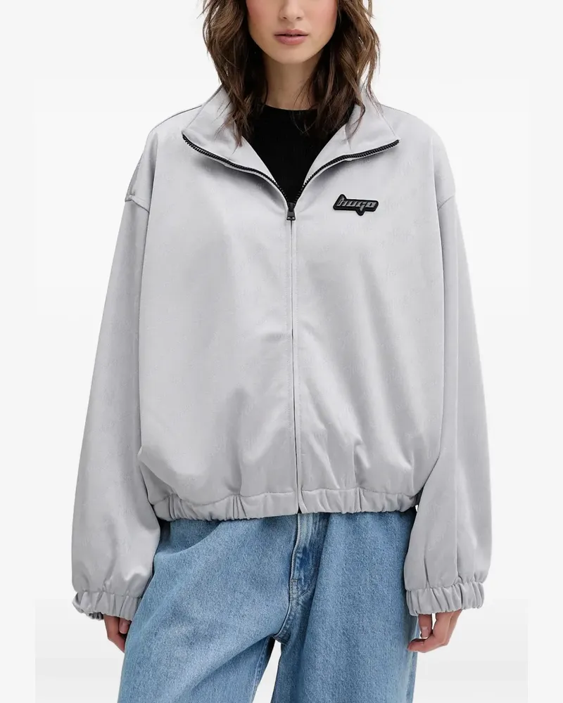 HUGO BOSS logo-patch-zip-up bomber jacket - Grau Grau