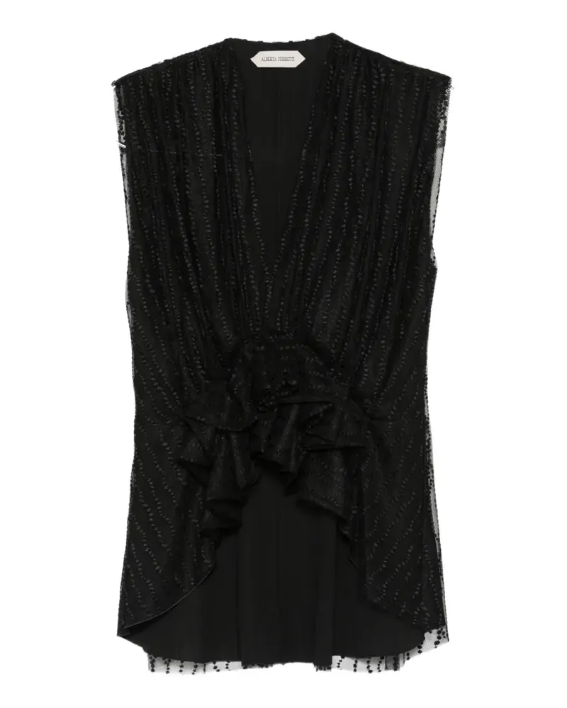 Alberta Ferretti ruffled-hem top - Schwarz Schwarz