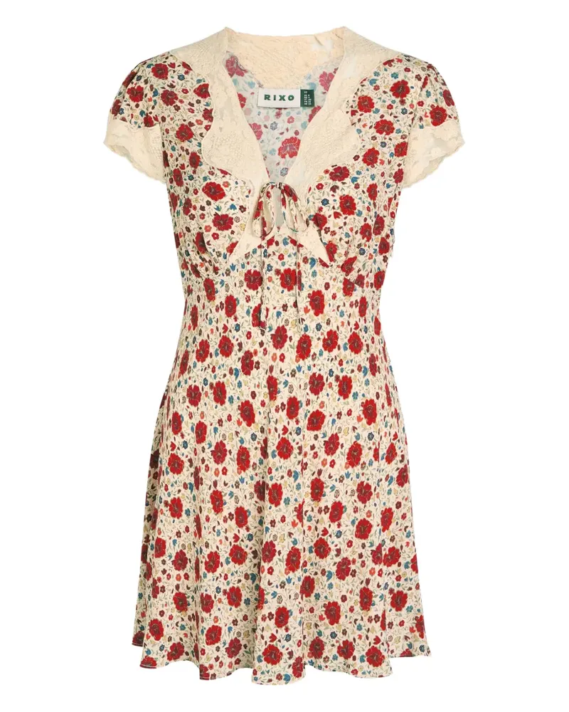 RIXO Lacie floral-print mini dress - Nude Nude