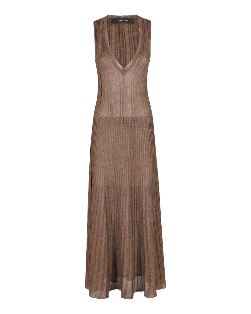 Federica Tosi V-neck pleated midi dress - Braun Braun