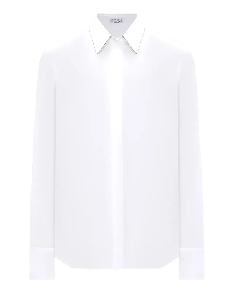 Brunello Cucinelli Monili-trim long-sleeve shirt - Weiß Weiß