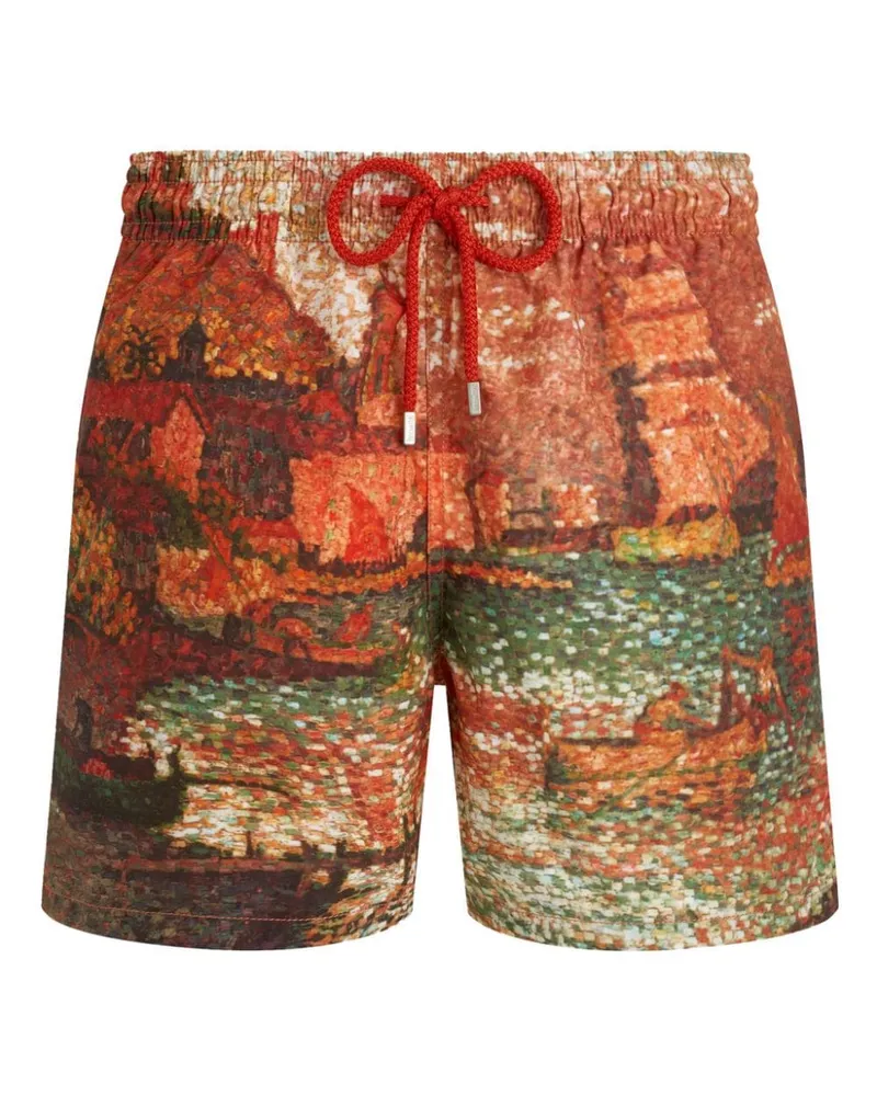 Vilebrequin Kordelzug-Badeshorts mit Malerei-Print - Rot Rot
