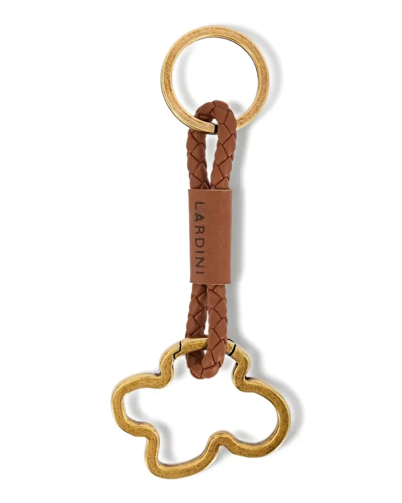 LARDINI flower-shaped braided key ring - Nude Nude