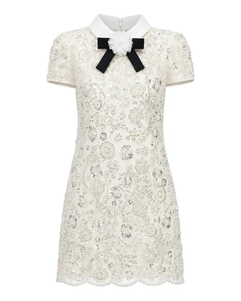 Self-Portrait cream sequin embellished mini dress - Weiß Weiß
