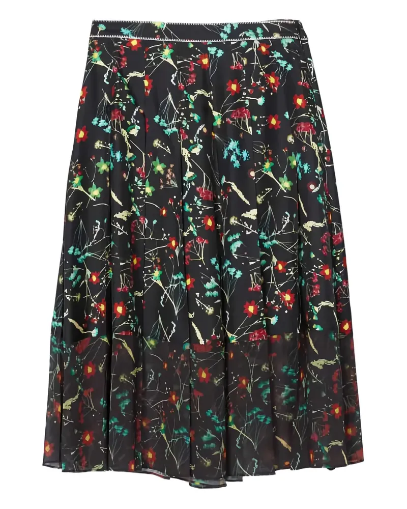 3.1 phillip lim Bliss Midirock mit Blumen-Print - Schwarz Schwarz