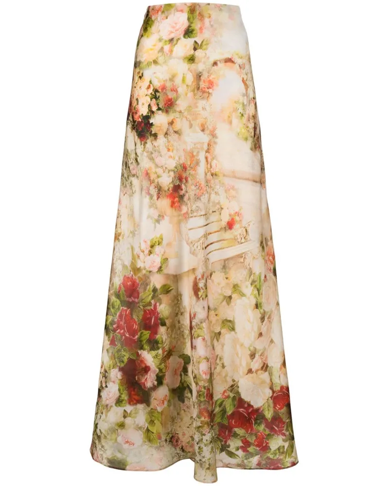 Zimmermann Luminosity Seidenhemd mit Blumen-Print Nude