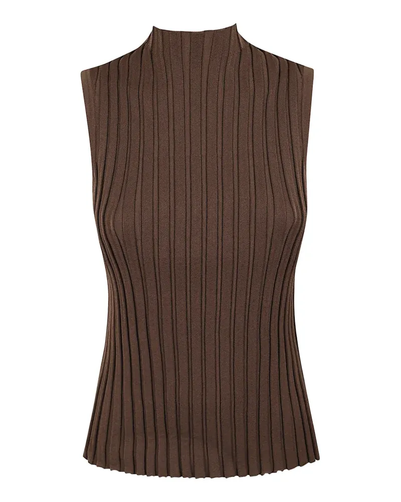 Max Mara Geripptes Strickoberteil - Braun Braun