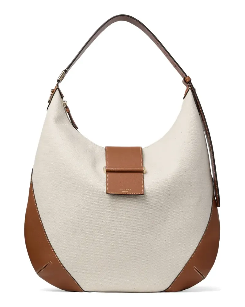 Jimmy Choo Mittelgroße Bar Schultertasche mit Lederbesatz - Nude Nude