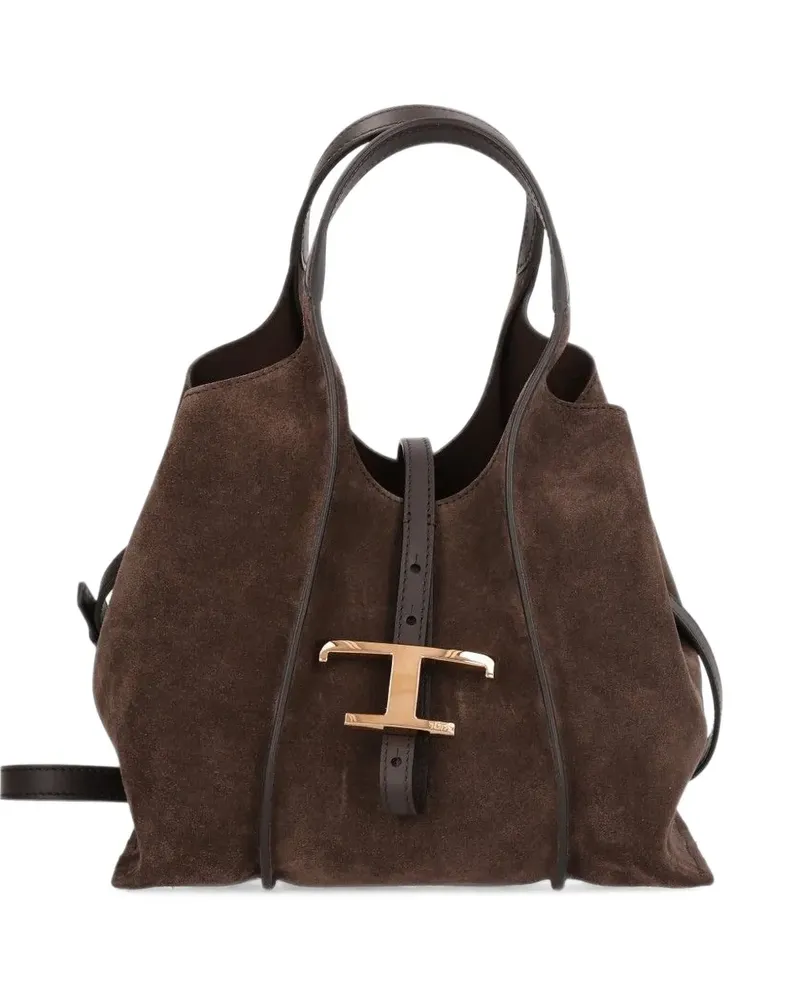 TOD'S Mittelgroßer T Timeless Shopper aus Veloursleder - Braun Braun