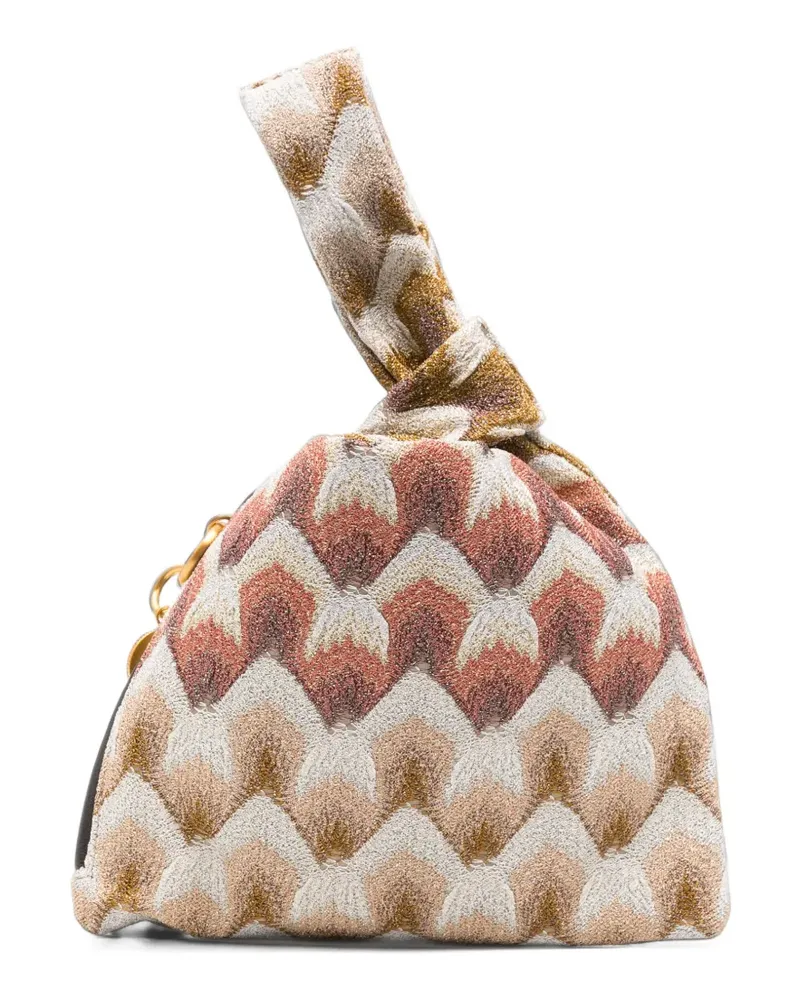 Missoni Geknotete Mini-Tasche aus Zickzack-Strick - Nude Nude