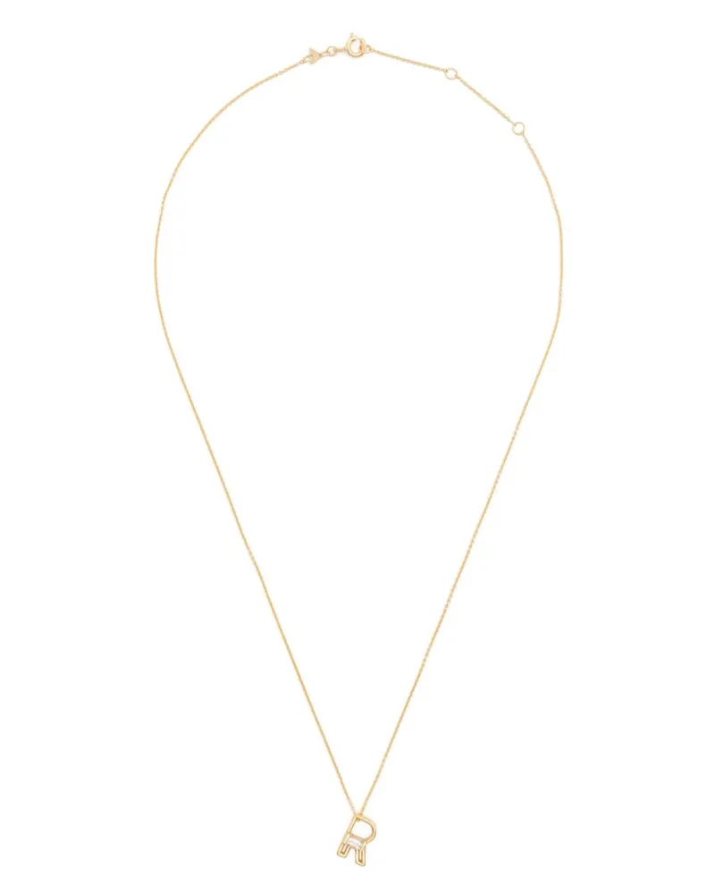 Aliita 9kt Letra R Gelbgoldhalskette mit Amethyst Gelb